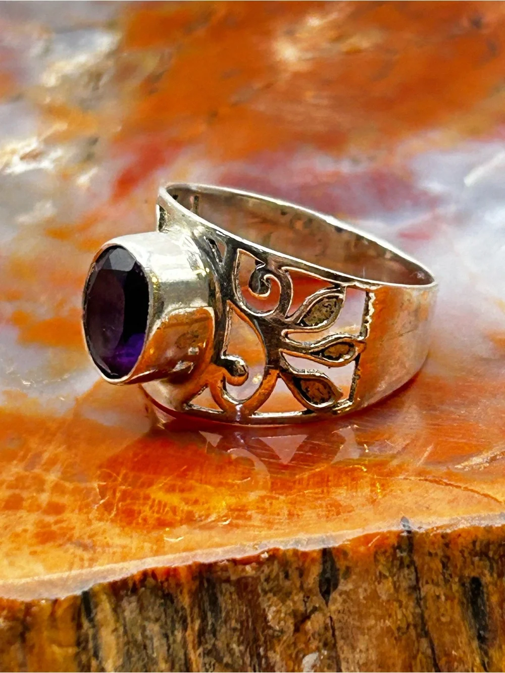 Sterling Silver Amethyst Ring - Size 8